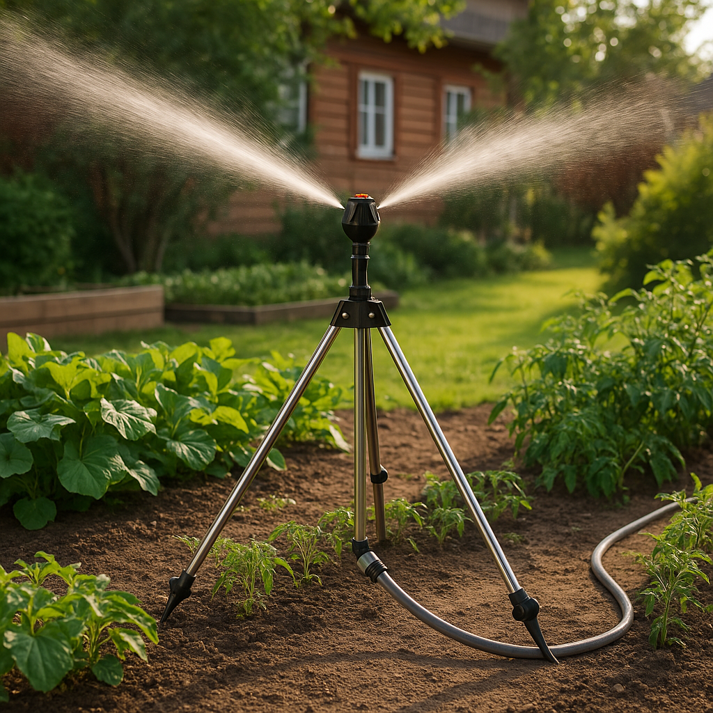 Lawn Sprinkler System – Rotating Tripod Water Sprayer
