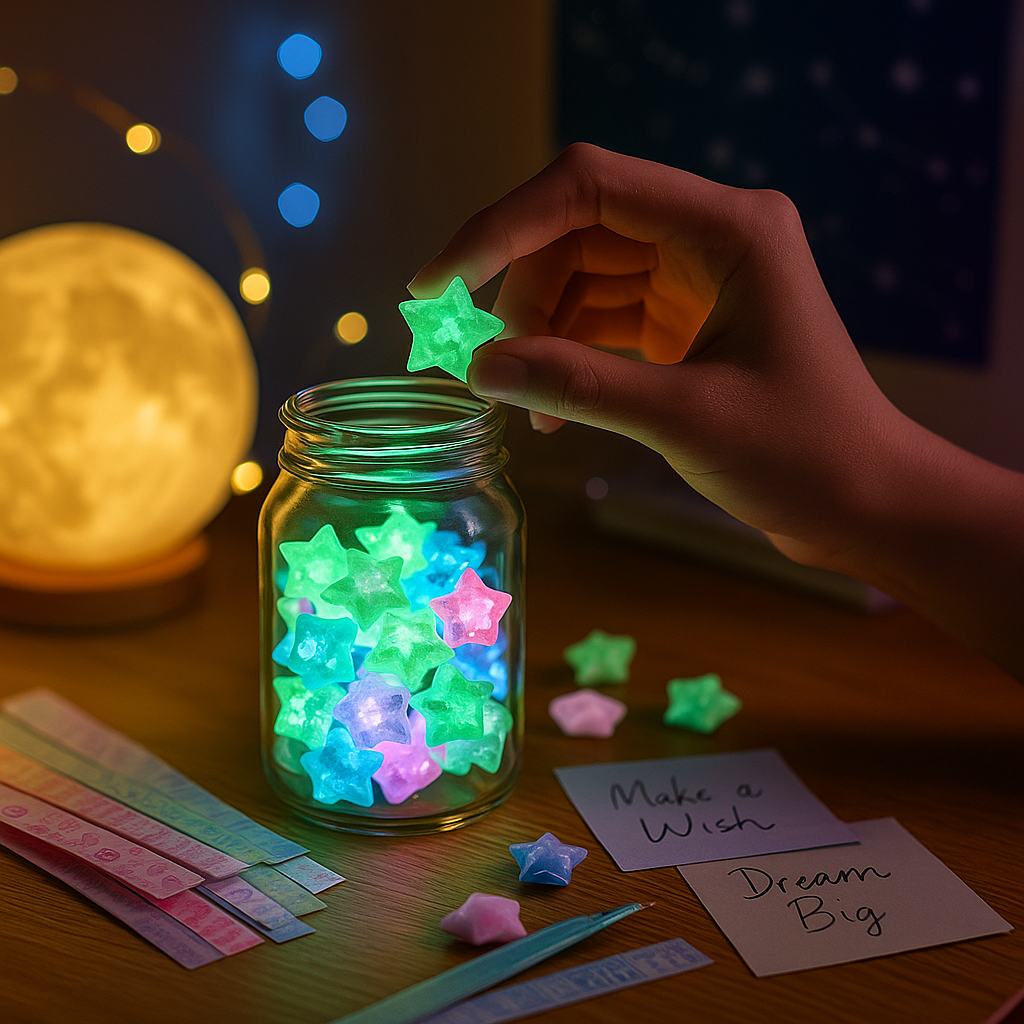 Origami Star Paper Strips Glow in Dark