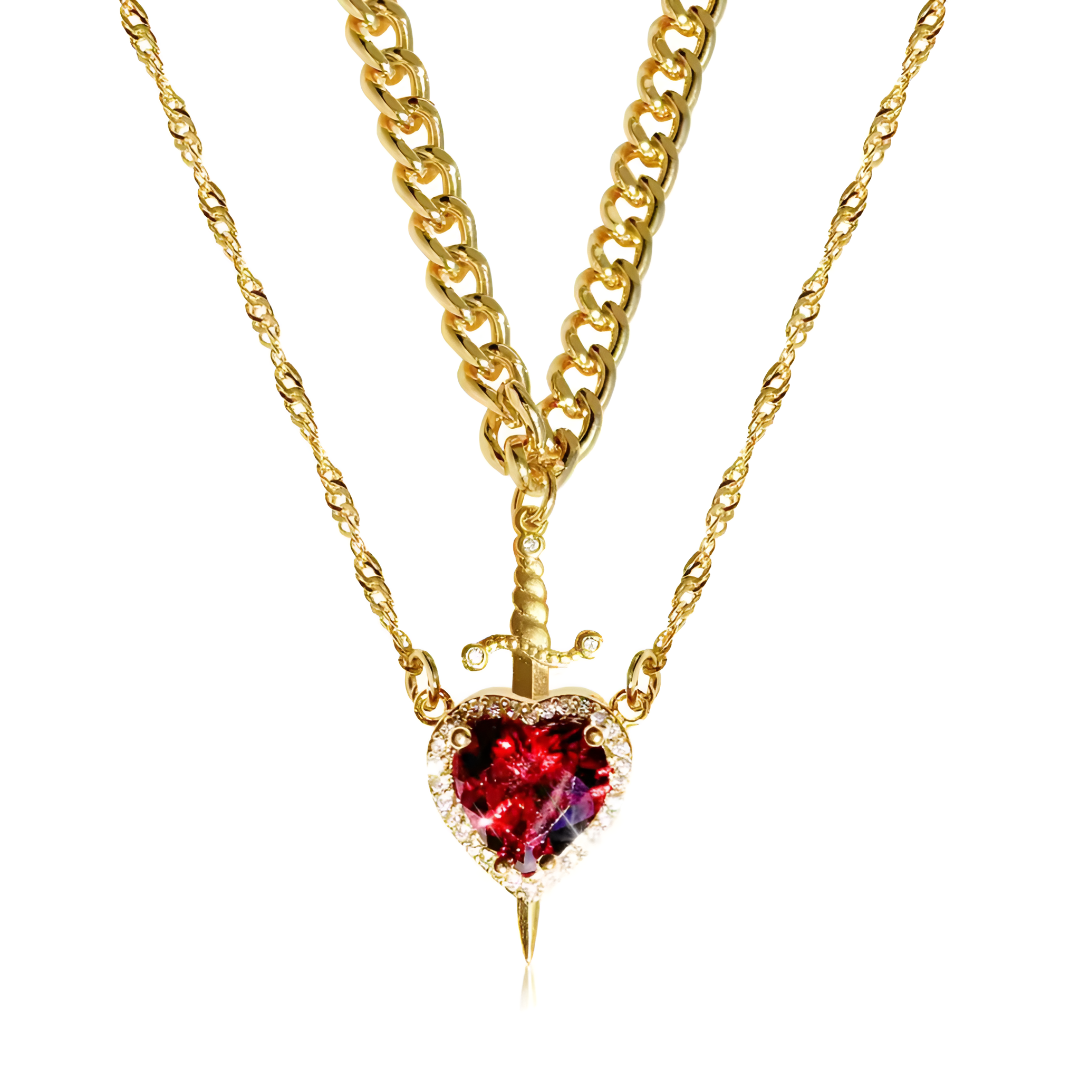 Heart & Sword Couples Necklace