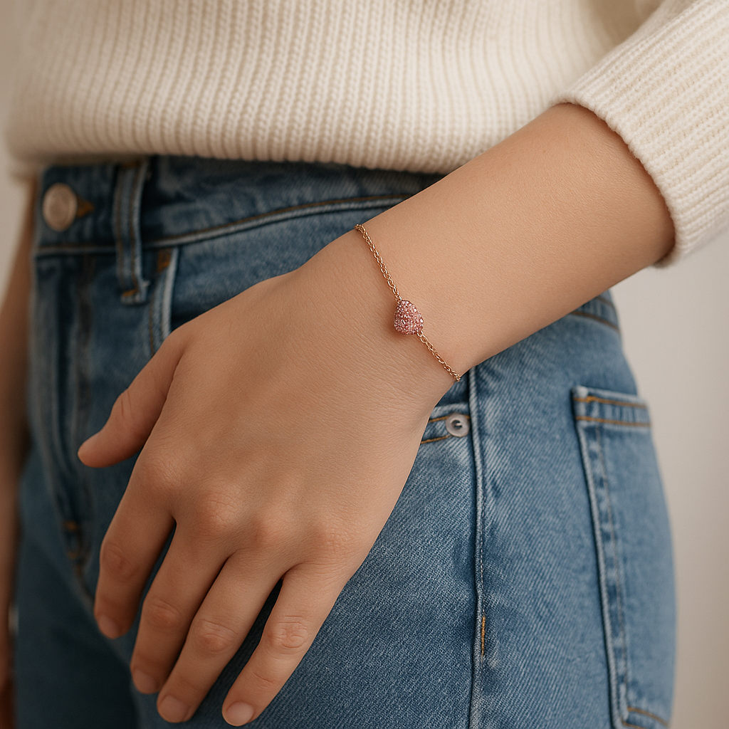Dainty Sparkling Heart Bracelet for Women