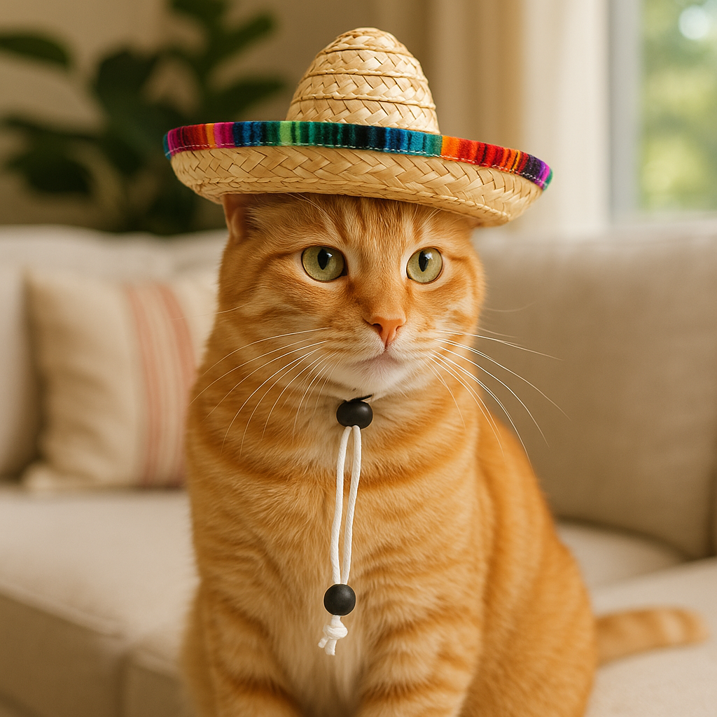 Adjustable Cat Sombrero Hat Mini Mexican Pet Costume
