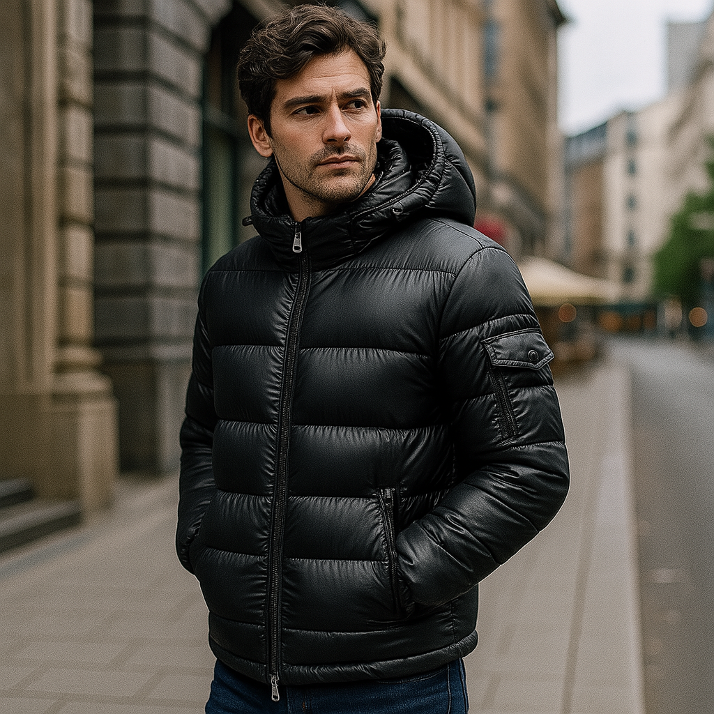 Black Puffer Jacket – Men’s Winter Hooded Coat