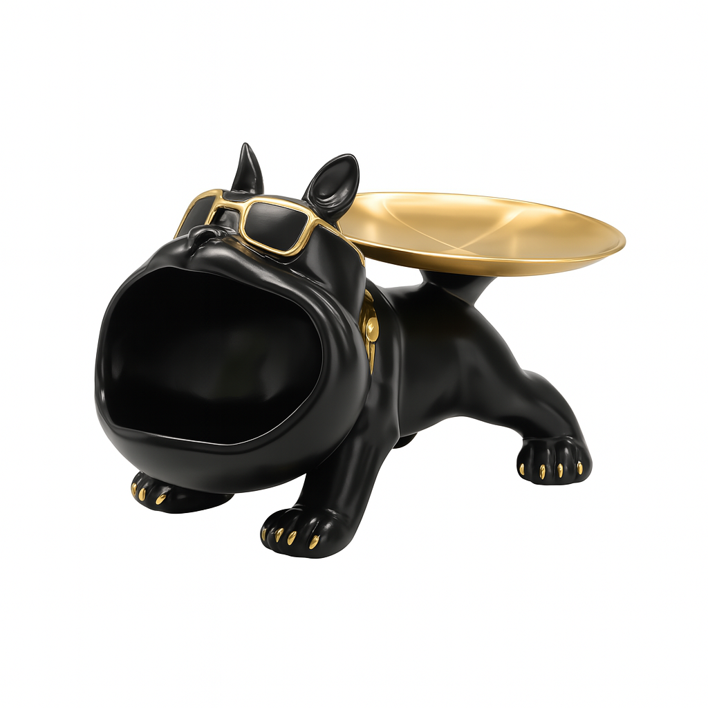 Bulldog Statue – Decorative Dog Tray for Jewelry or Keys