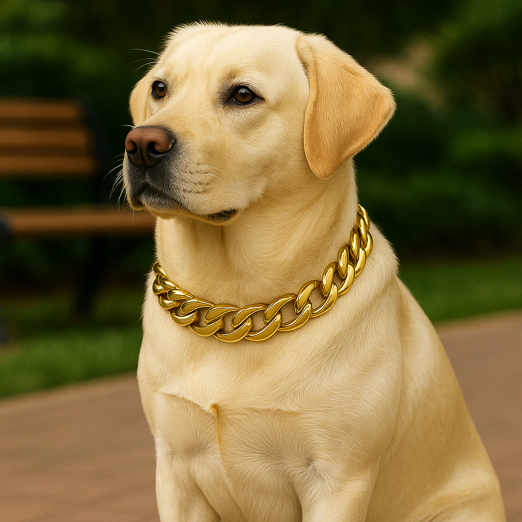 Cuban Link Dog Collar — Gold Chain Style for Pets