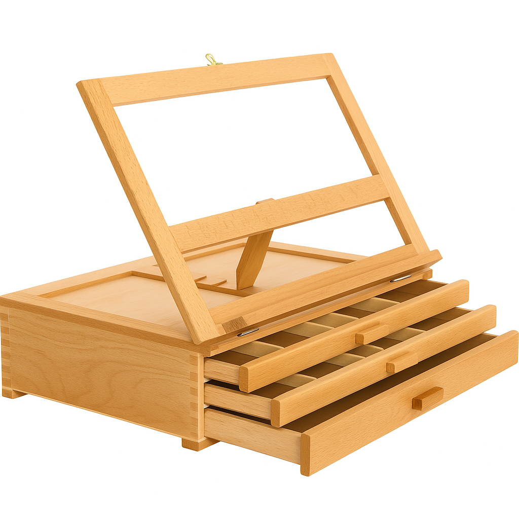 Desktop Organizer – Easel 3 Drawer Adjustable Wooden Storage Box