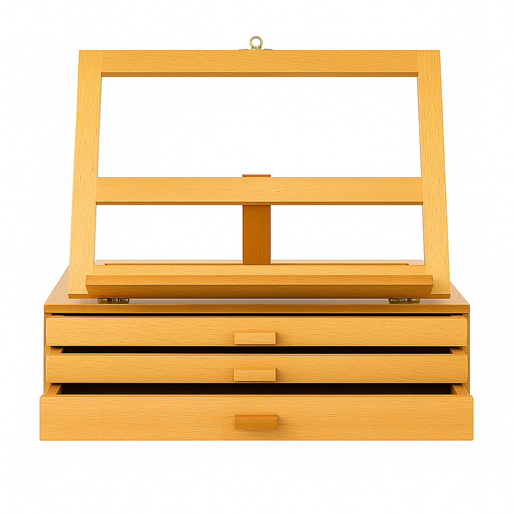 Desktop Organizer – Easel 3 Drawer Adjustable Wooden Storage Box
