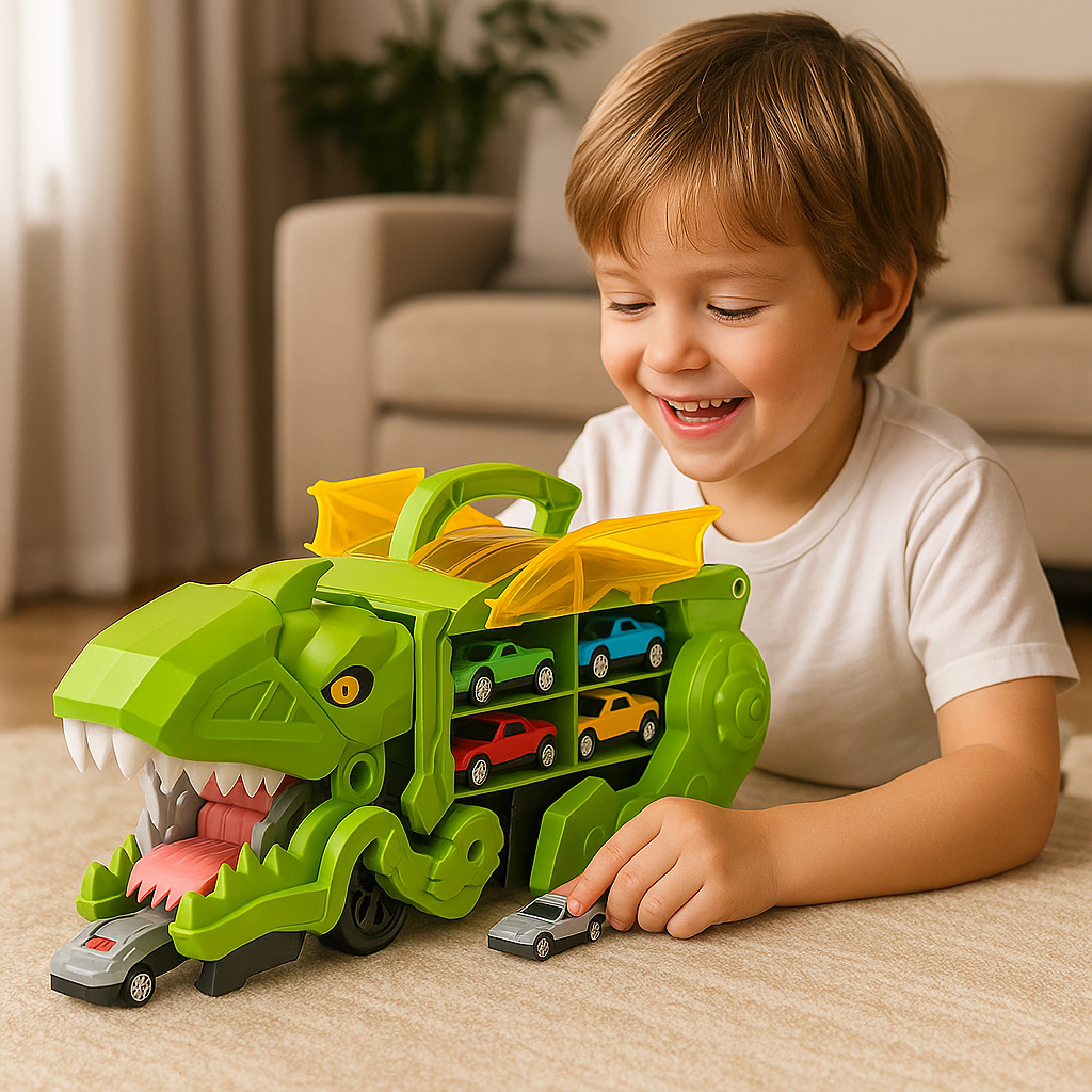 Dinosaur Truck Toy With Car Storage Playset