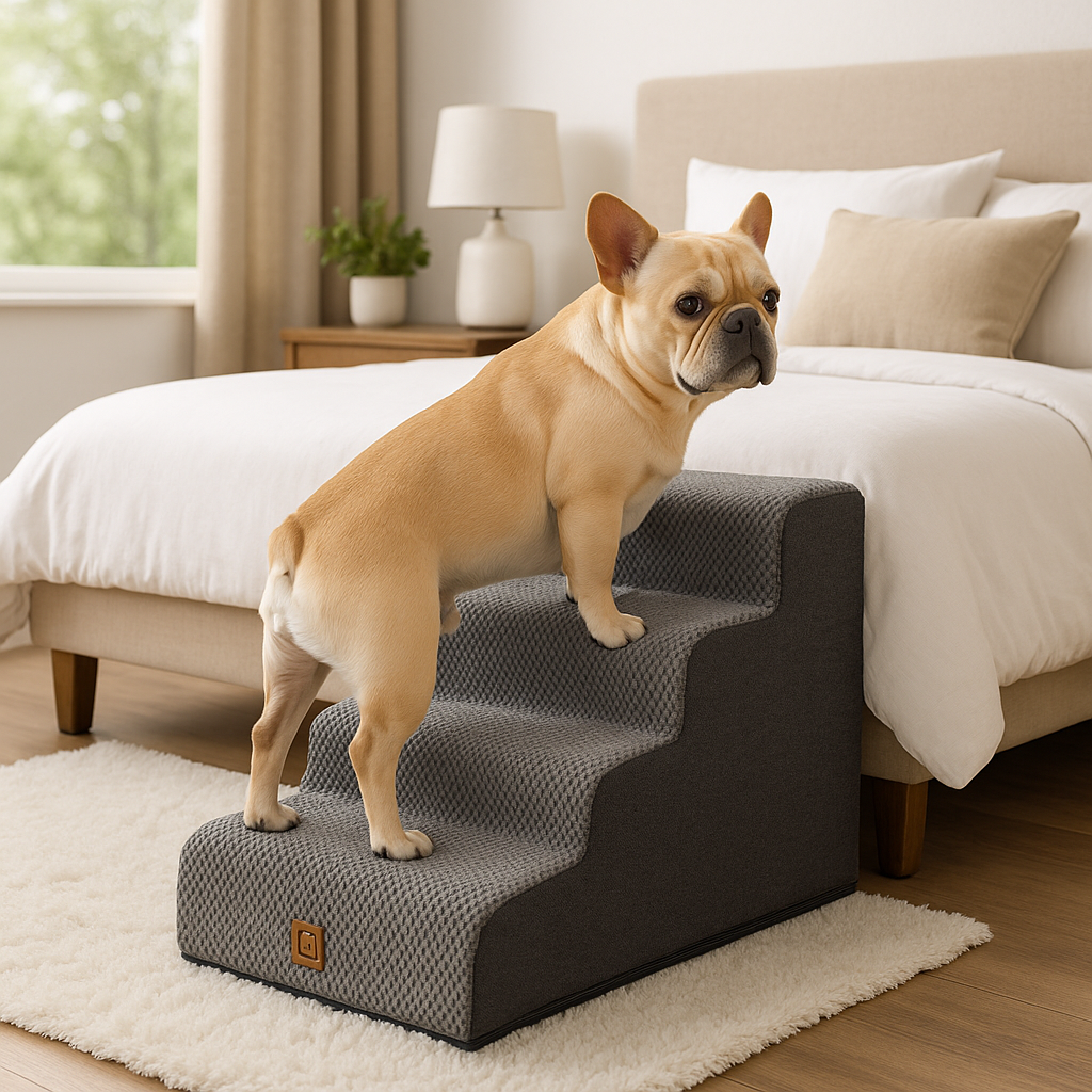 Dog Stairs for Bed – 4-Tier Non-Slip Pet Steps