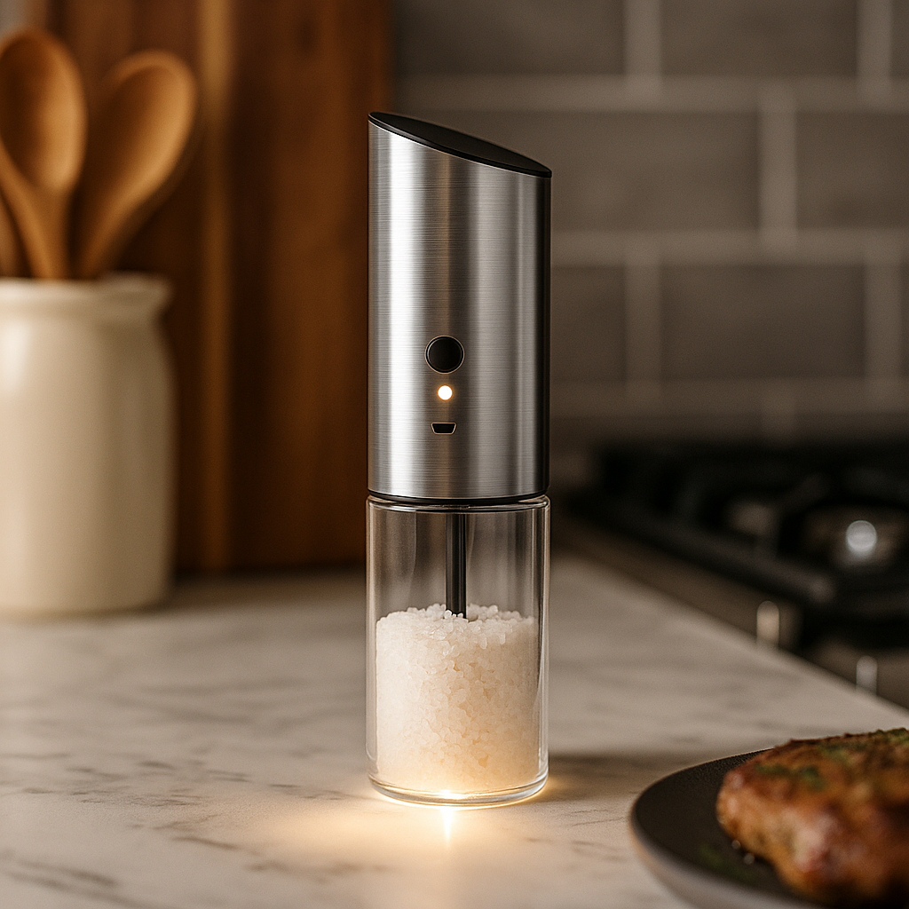Electric Salt and Pepper Mill — One-Hand Battery Grinder
