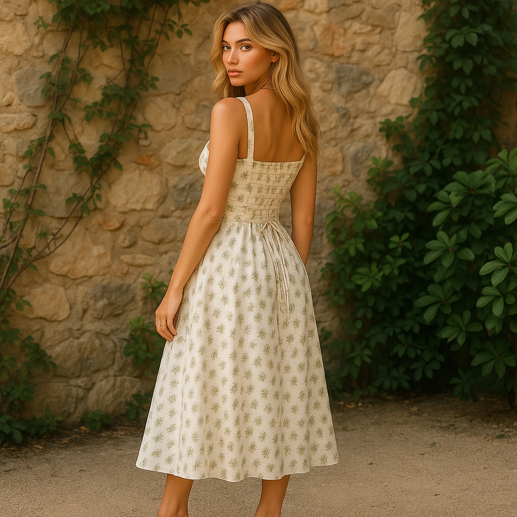 Floral Corset Midi Dress With Slit For Women