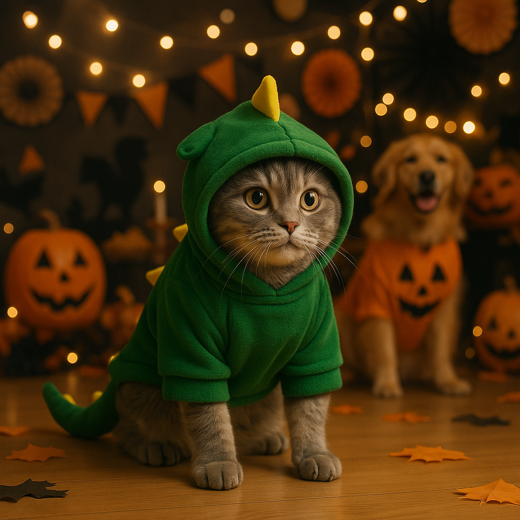 Funny Dinosaur Cat Costume Fleece Hoodie for Halloween