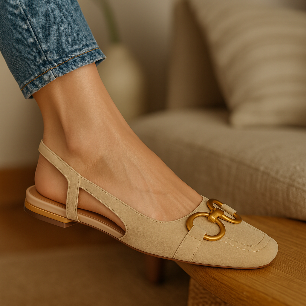 Slingback Flats With Buckle Accent For Women