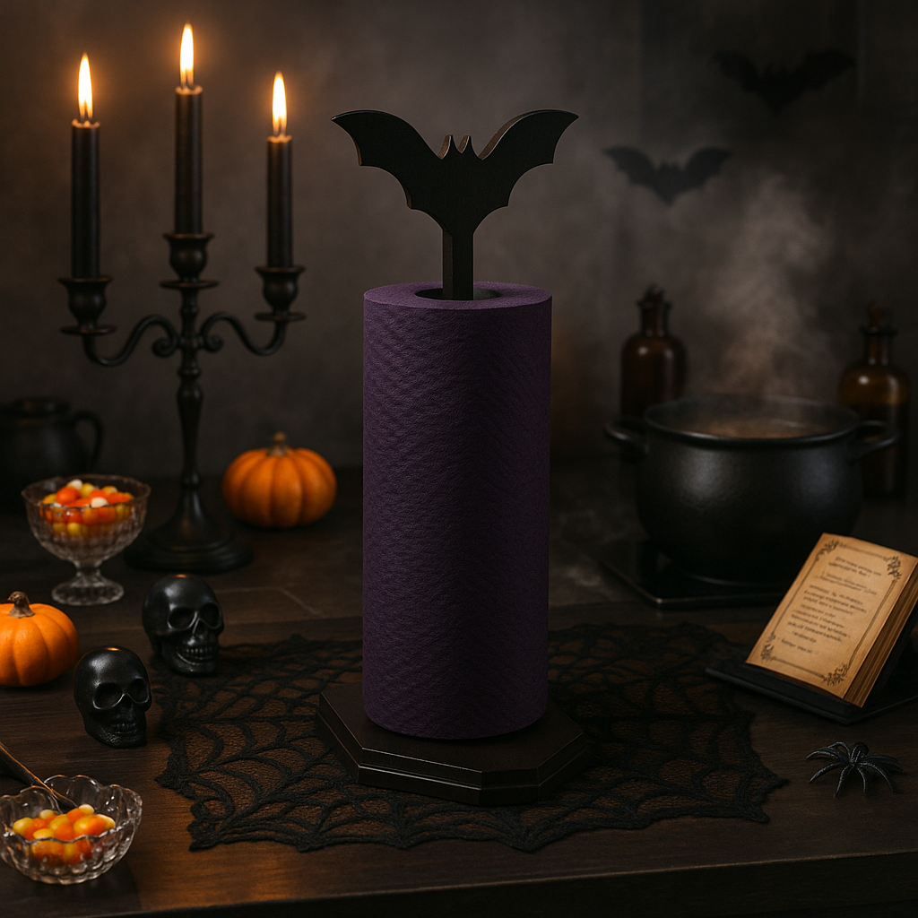 Gothic Bat Paper Towel Holder for Halloween Kitchen Decor
