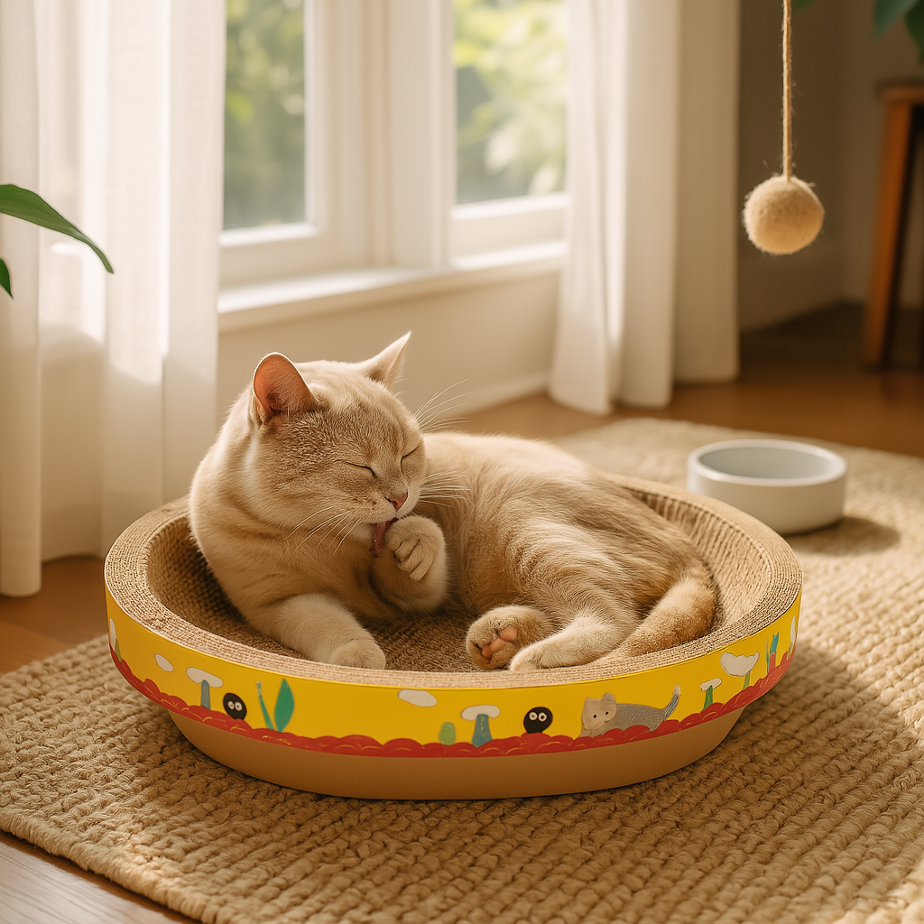 Cat Scratching Board Bed – Oval Cardboard Lounger