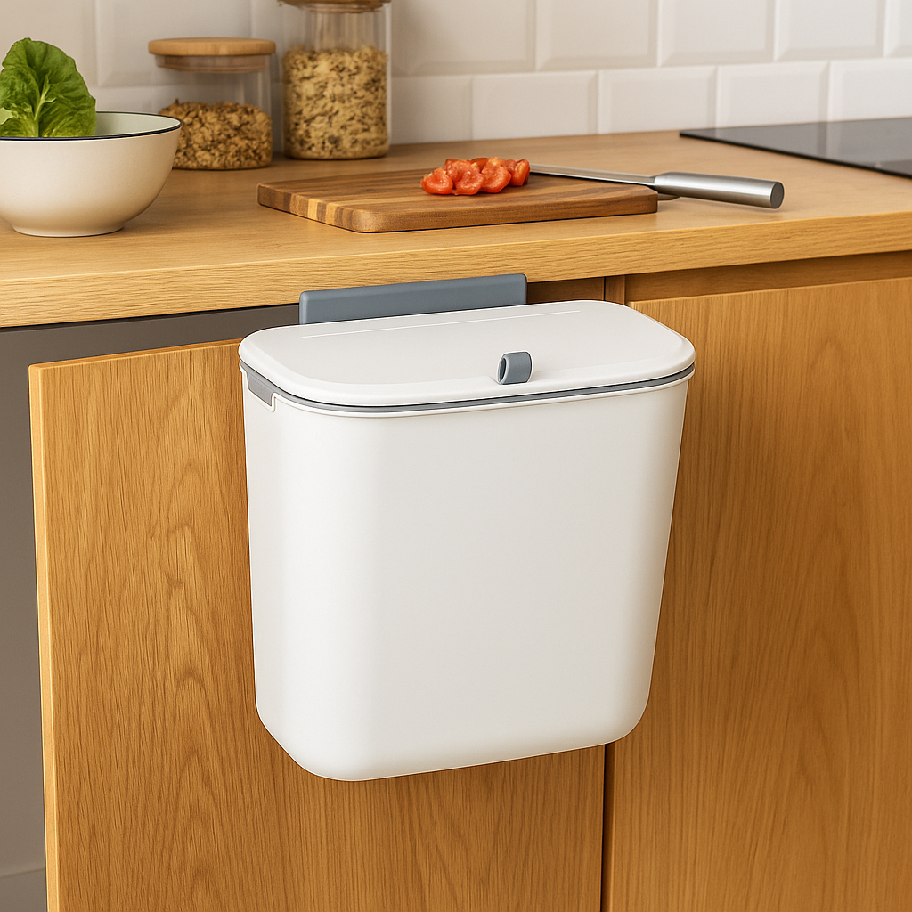 Kitchen Trash Can — Hanging Lid Bin for Cabinets