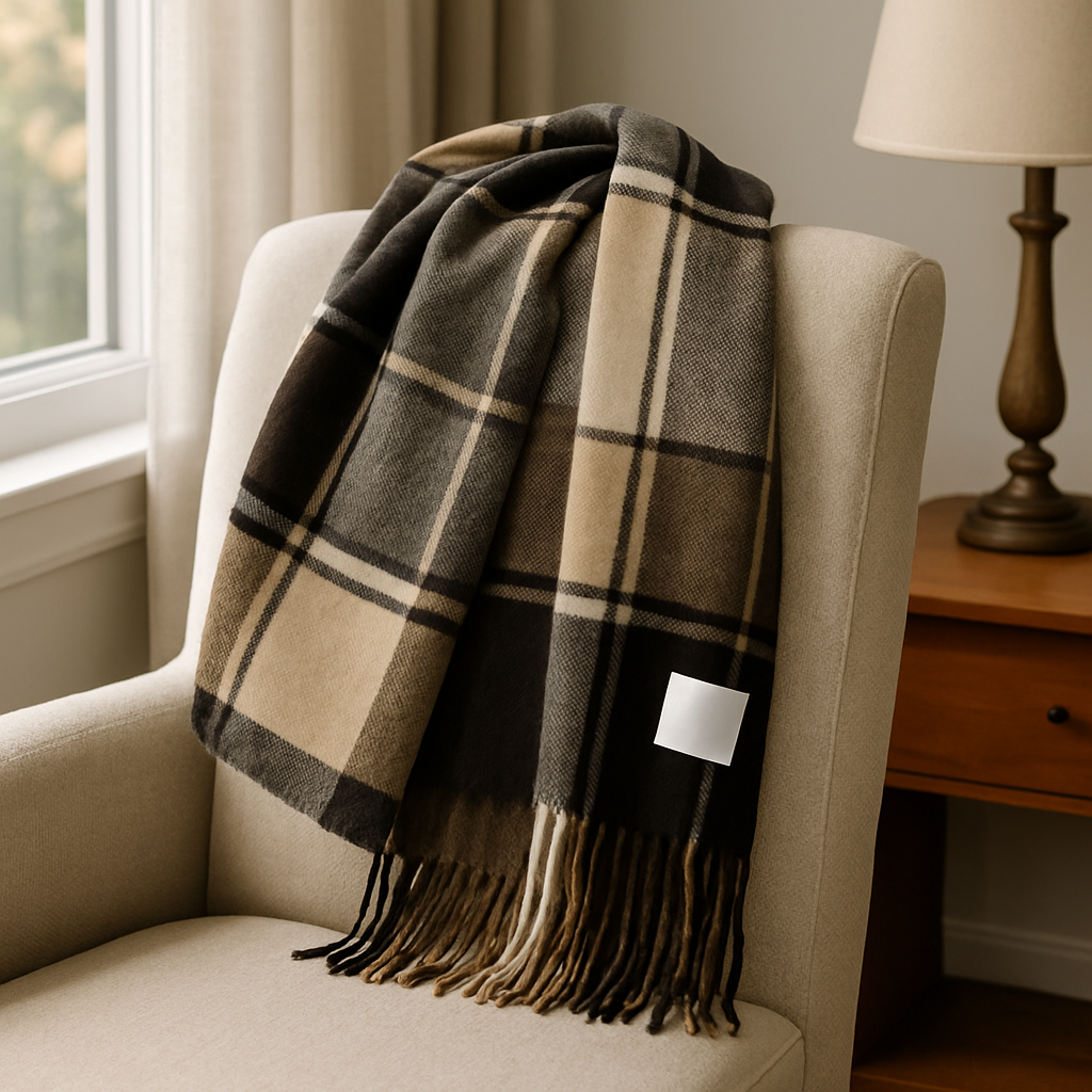 Plaid Scarf – Fringe Hem Winter Accessory for Men