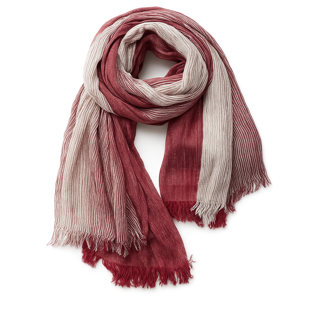Linen Scarf Wrap With Striped Design
