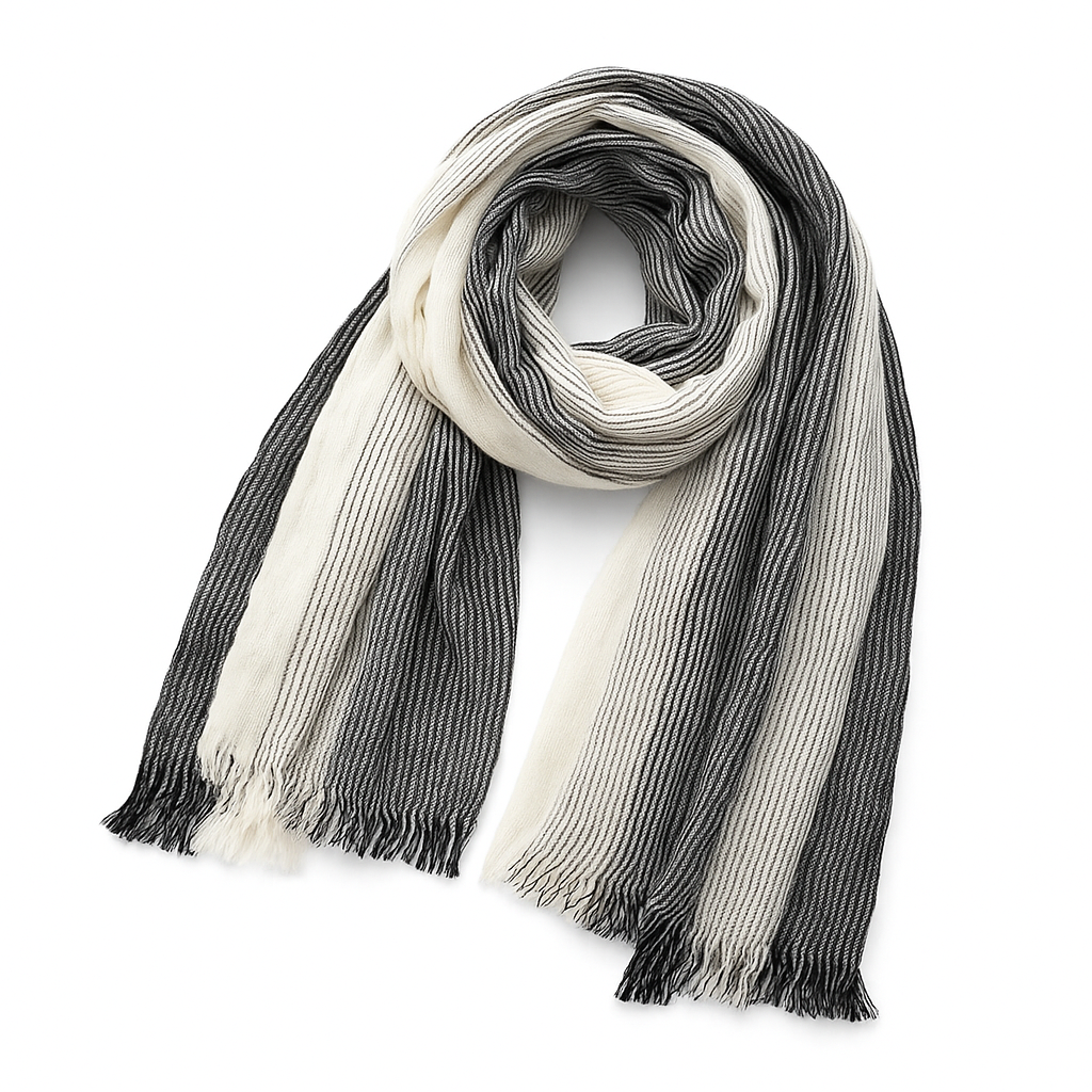 Linen Scarf Wrap With Striped Design