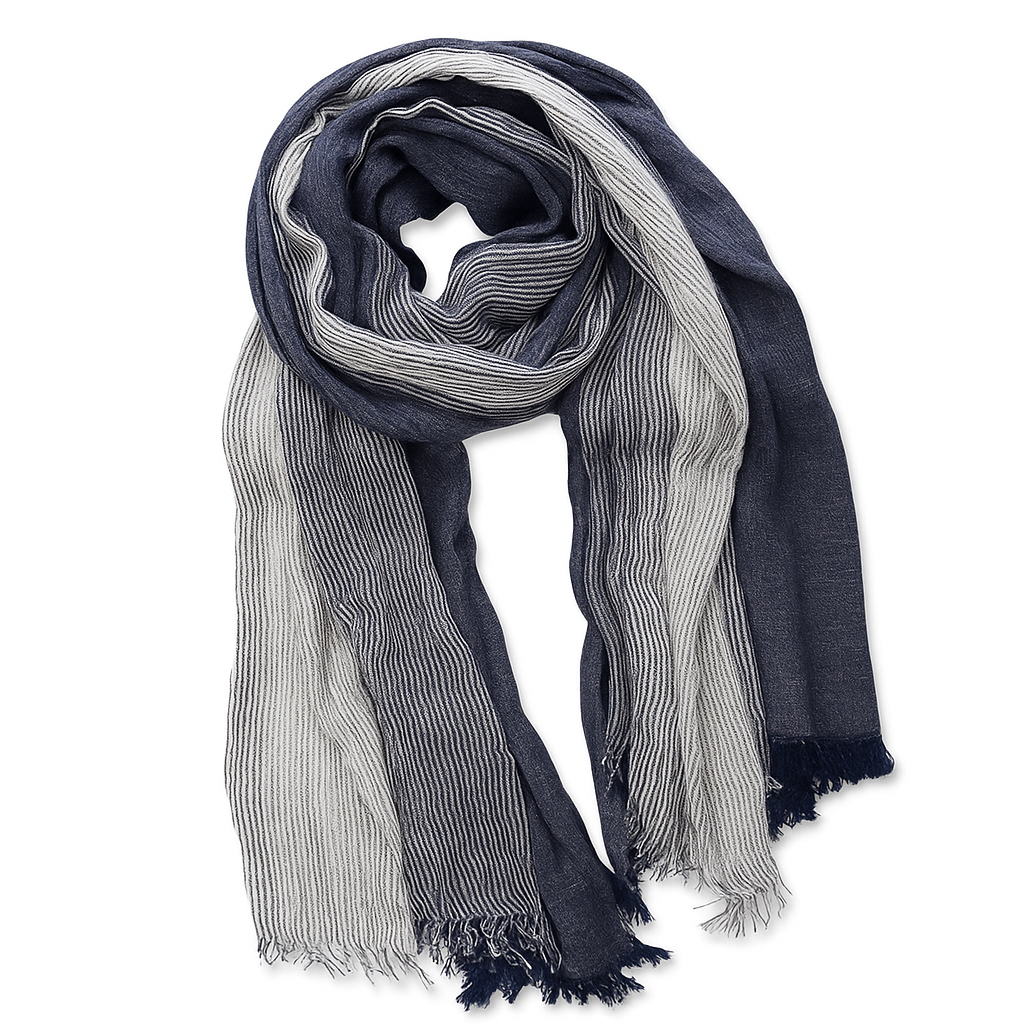 Linen Scarf Wrap With Striped Design