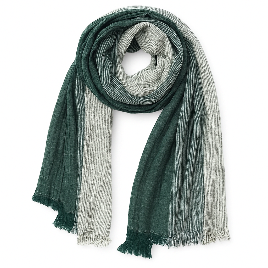 Linen Scarf Wrap With Striped Design