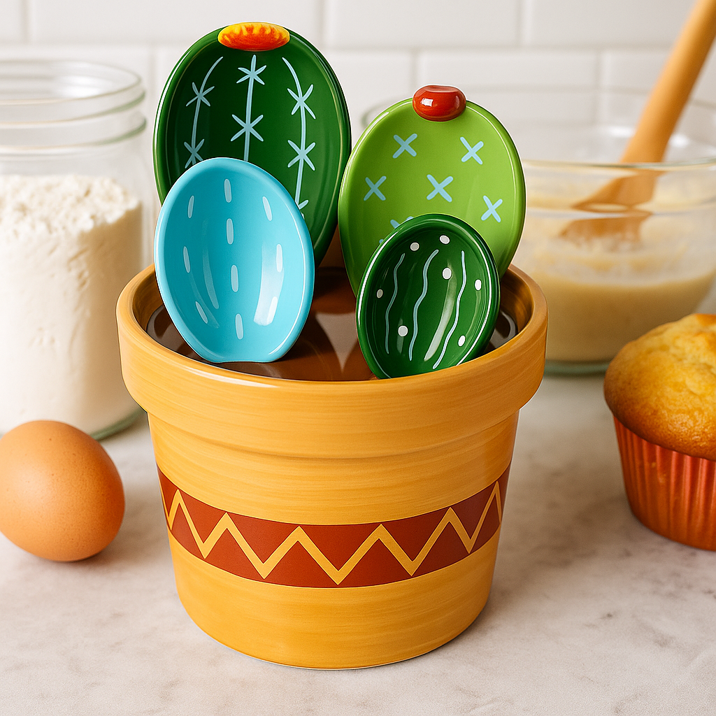 Measuring Spoons Set - Decorative Cactus Design