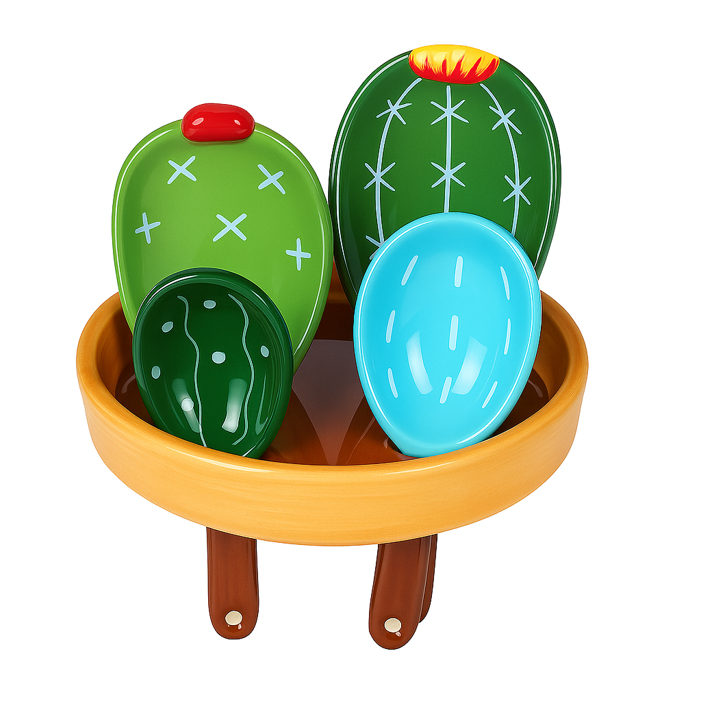 Measuring Spoons Set - Decorative Cactus Design