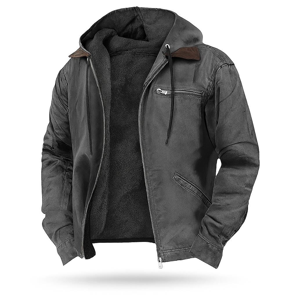 Men’s Winter Jacket – Hooded Zip-Up Fleece Lined