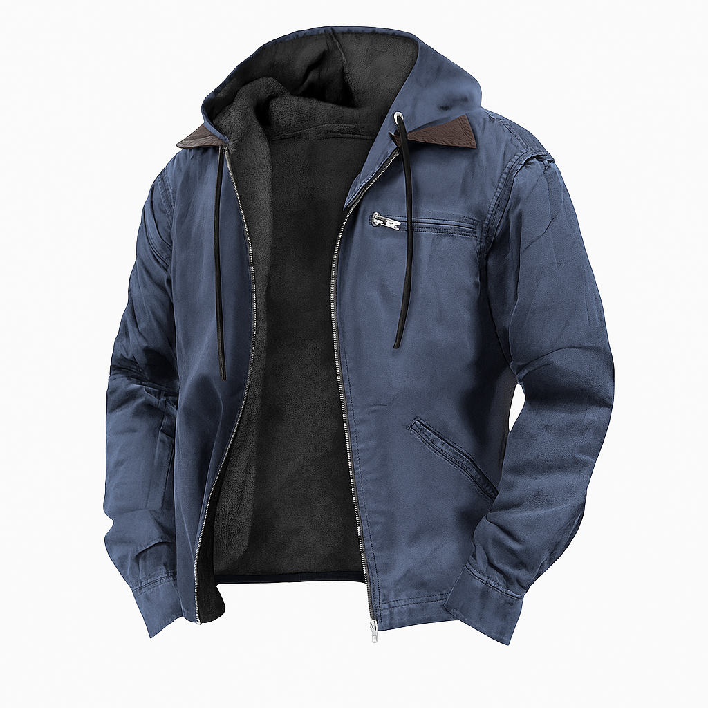 Men’s Winter Jacket – Hooded Zip-Up Fleece Lined