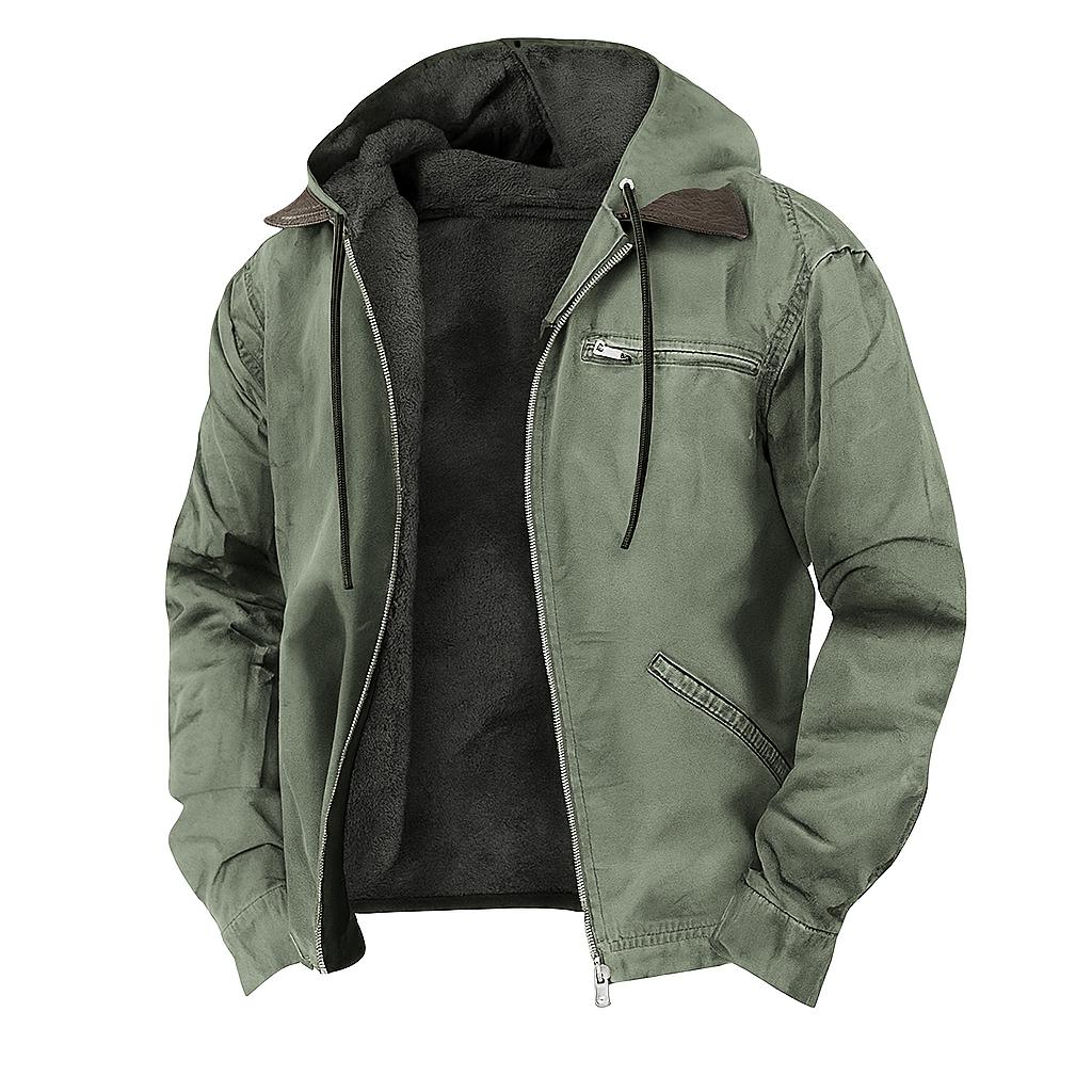 Men’s Winter Jacket – Hooded Zip-Up Fleece Lined