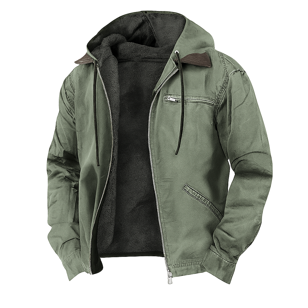 Men’s Winter Jacket – Hooded Zip-Up Fleece Lined