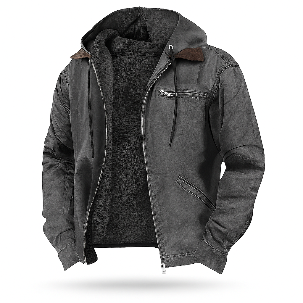Men’s Winter Jacket – Hooded Zip-Up Fleece Lined