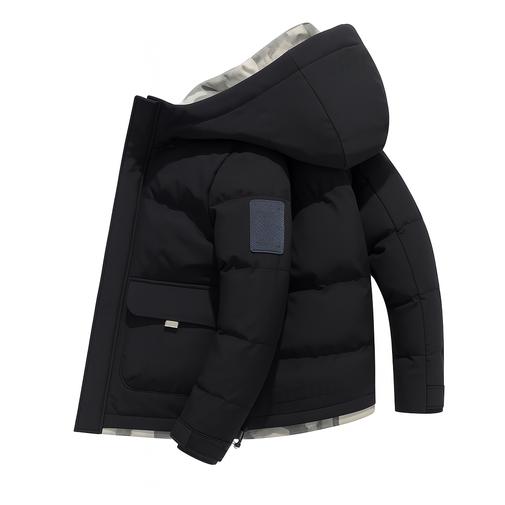 Men’s Winter Puffer Jacket – Hooded Parka Style Coat
