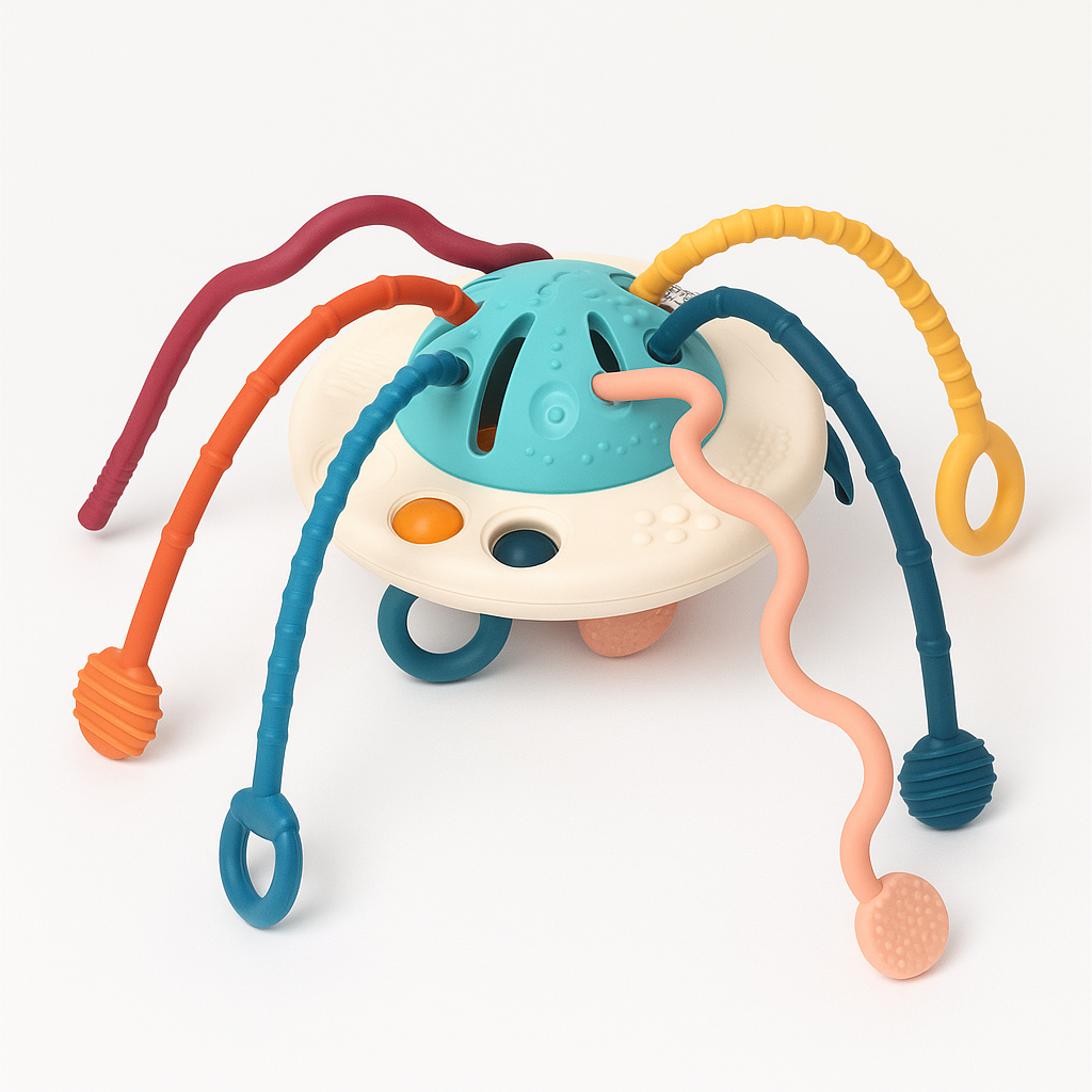 Montessori Pulling Toy – UFO Activity With Loops