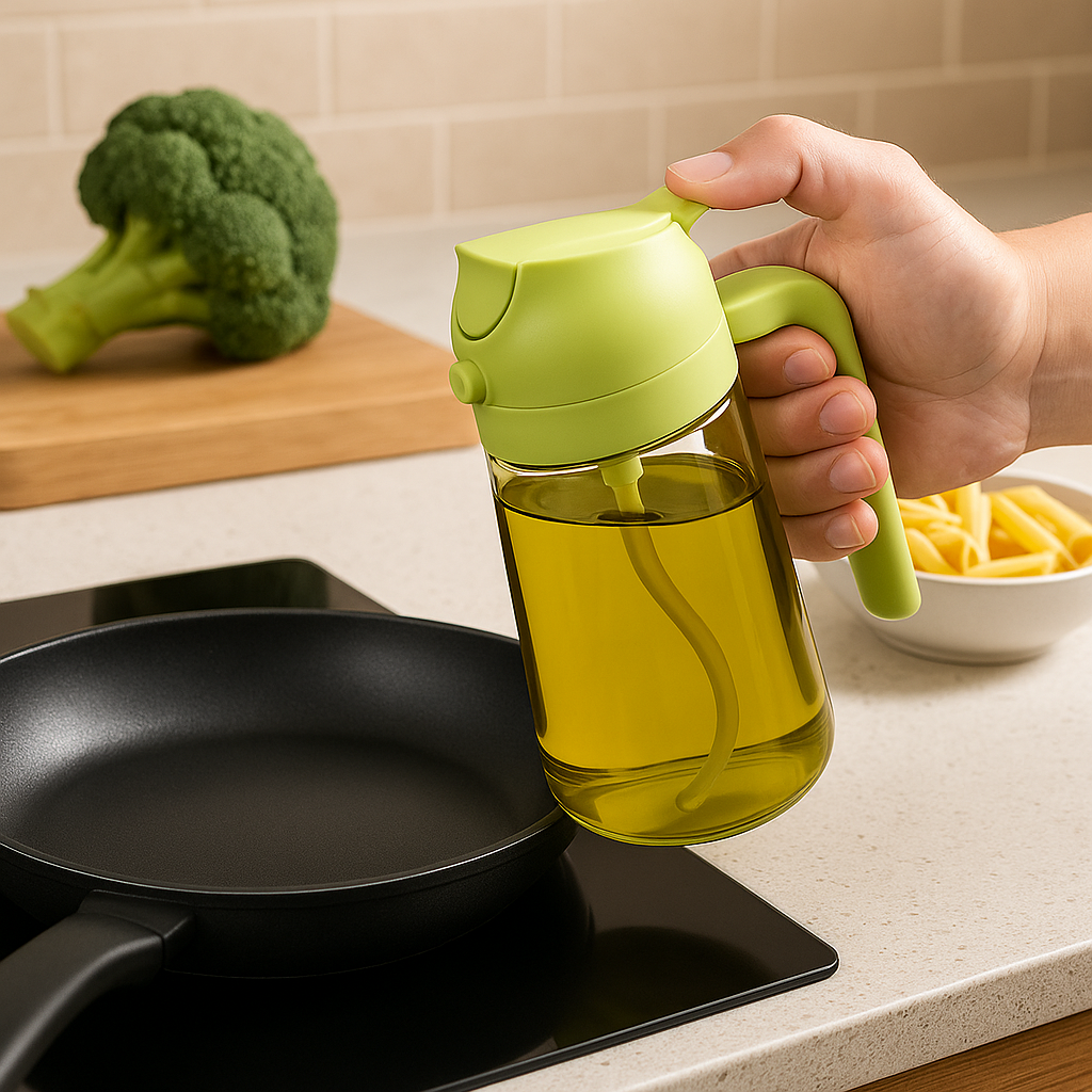 Oil Dispenser Bottle With Spout and Spray