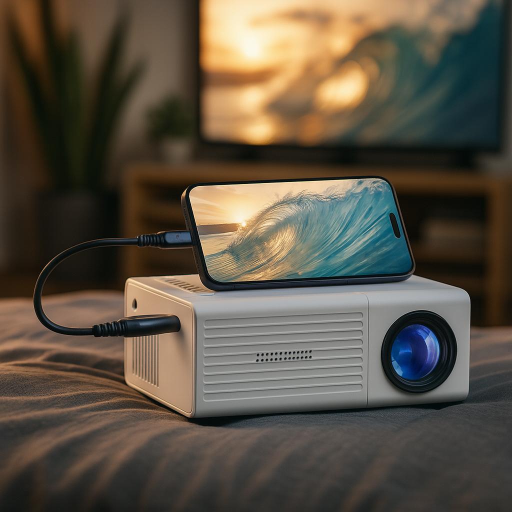 Phone Display Portable Projector with Remote Control and Screen Support