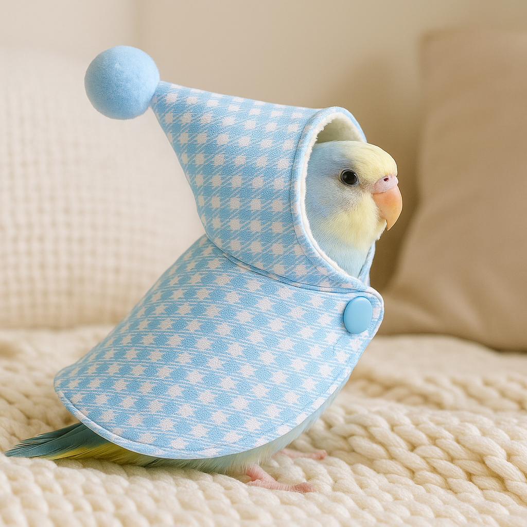 Plaid Bird Costume – Hooded Outfit for Parrots