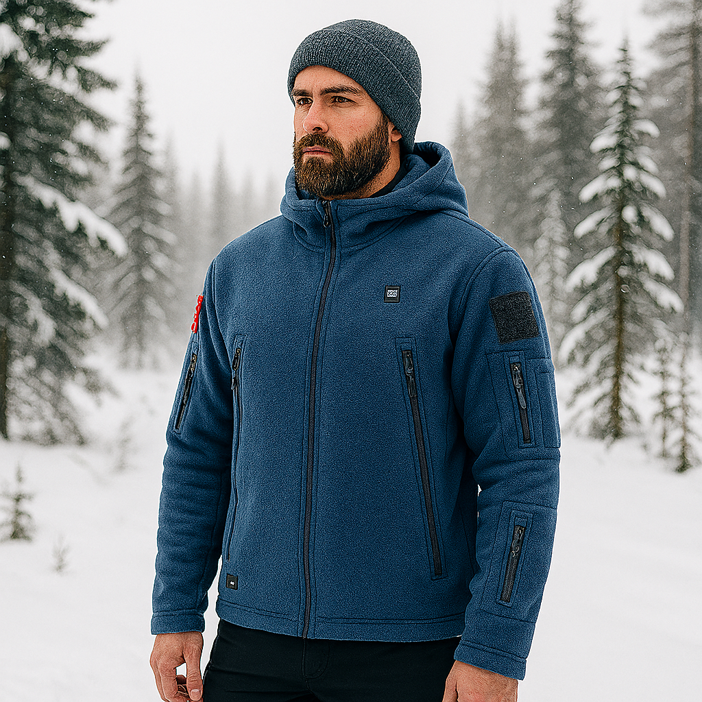 Men’s Heated Jacket – Fleece Hooded Zip-Up for Winter