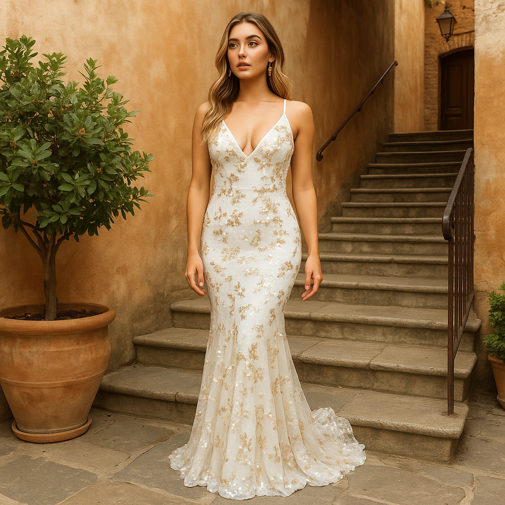 White Sequin Maxi Dress – Sparkle Formal Gown for Women