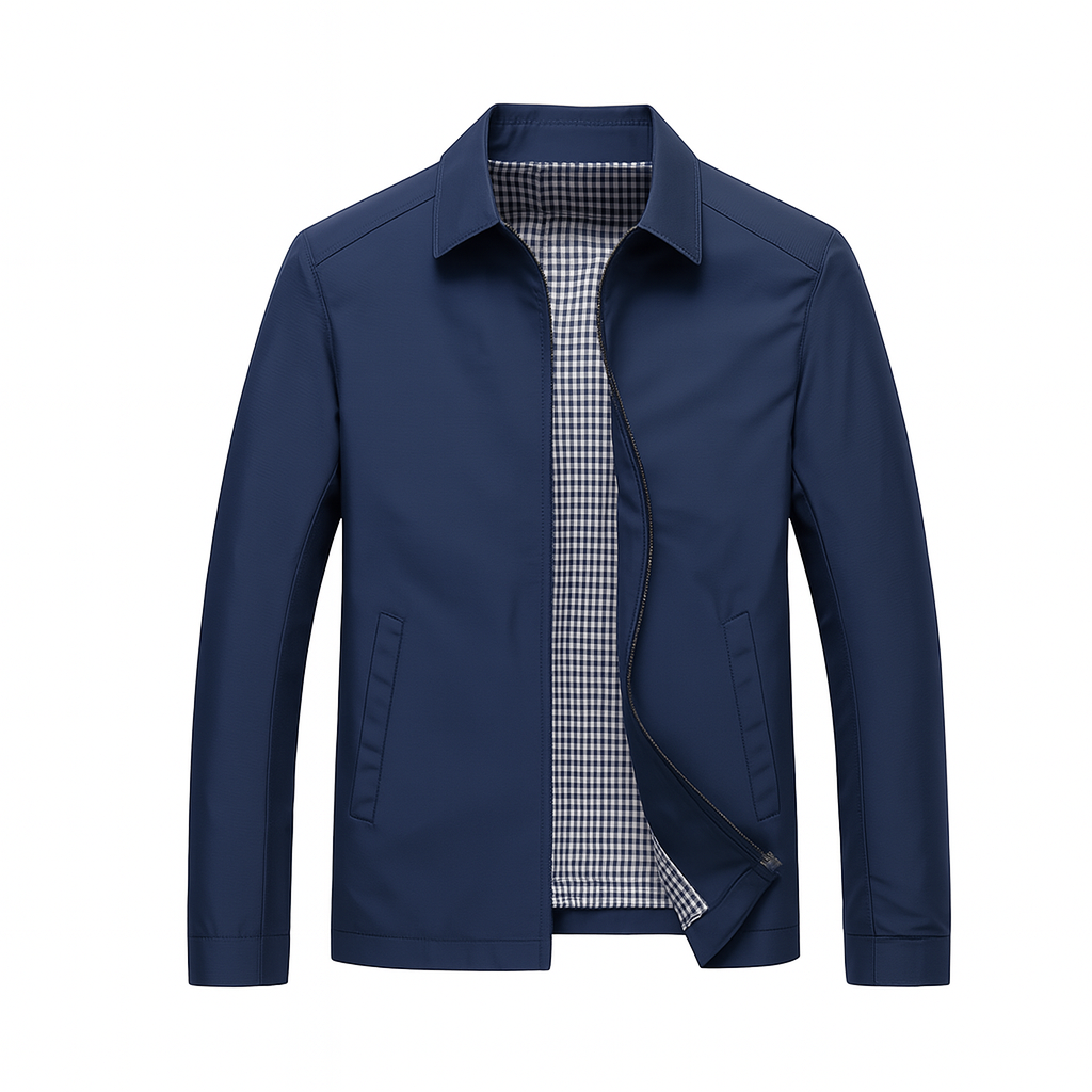 Rain Jacket For Men– Zip-Up Plaid Lined Coat
