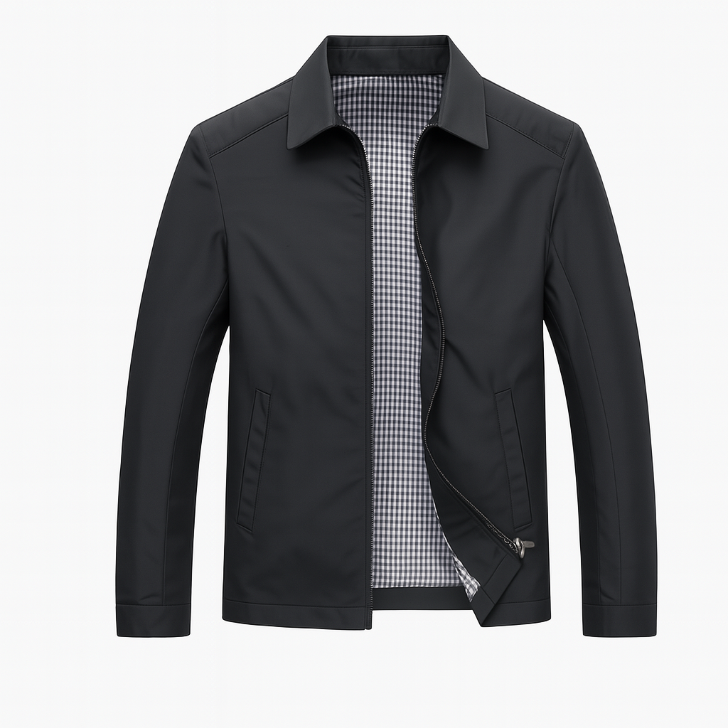 Rain Jacket For Men– Zip-Up Plaid Lined Coat