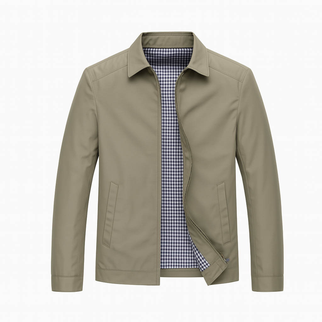 Rain Jacket  For Men– Zip-Up Plaid Lined Coat