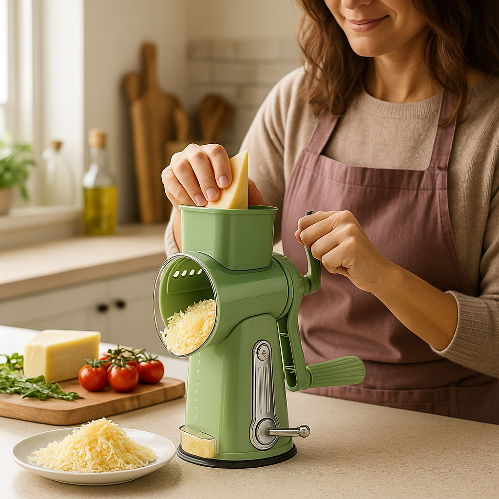 Rotary Cheese Grater – Handheld Kitchen Shredder with Handle