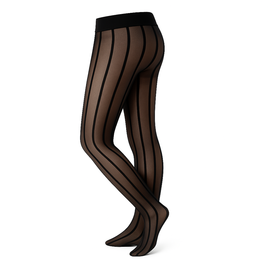 Striped Sheer Pantyhose with Glossy Finish for Women