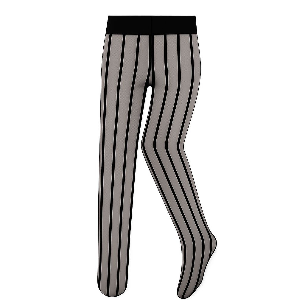 Striped Sheer Pantyhose with Glossy Finish for Women