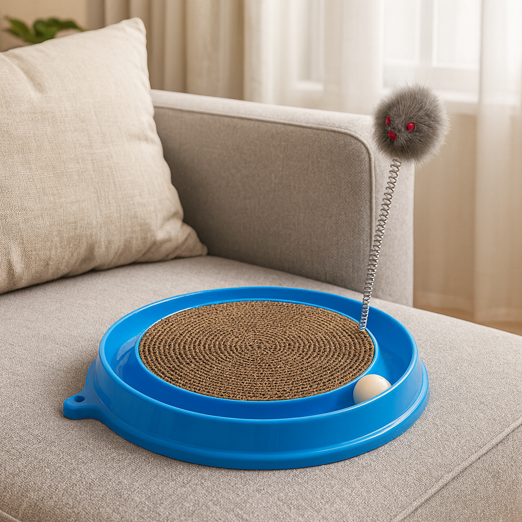 Cat Scratching Toy With Ball Track and Spring Teaser