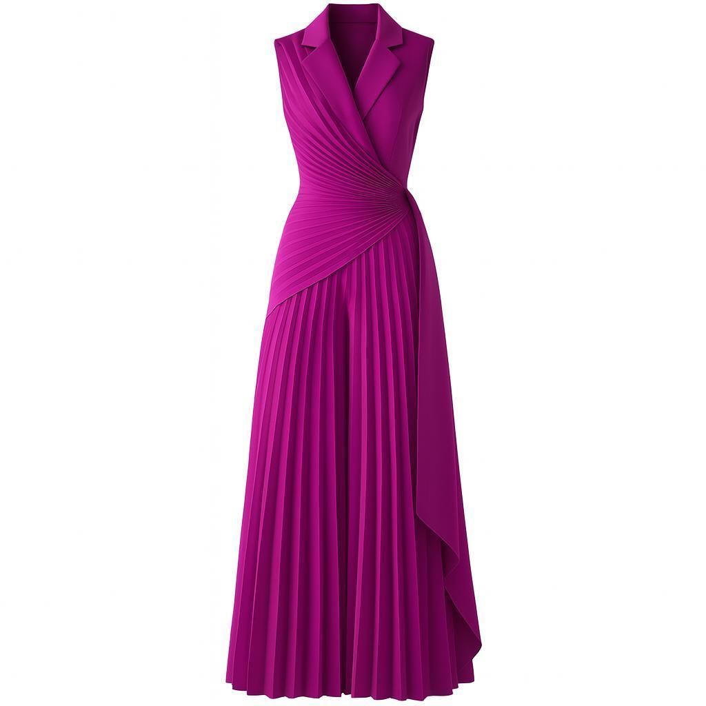 Wide Leg Jumpsuit – Pleated Sleeveless Romper for Women