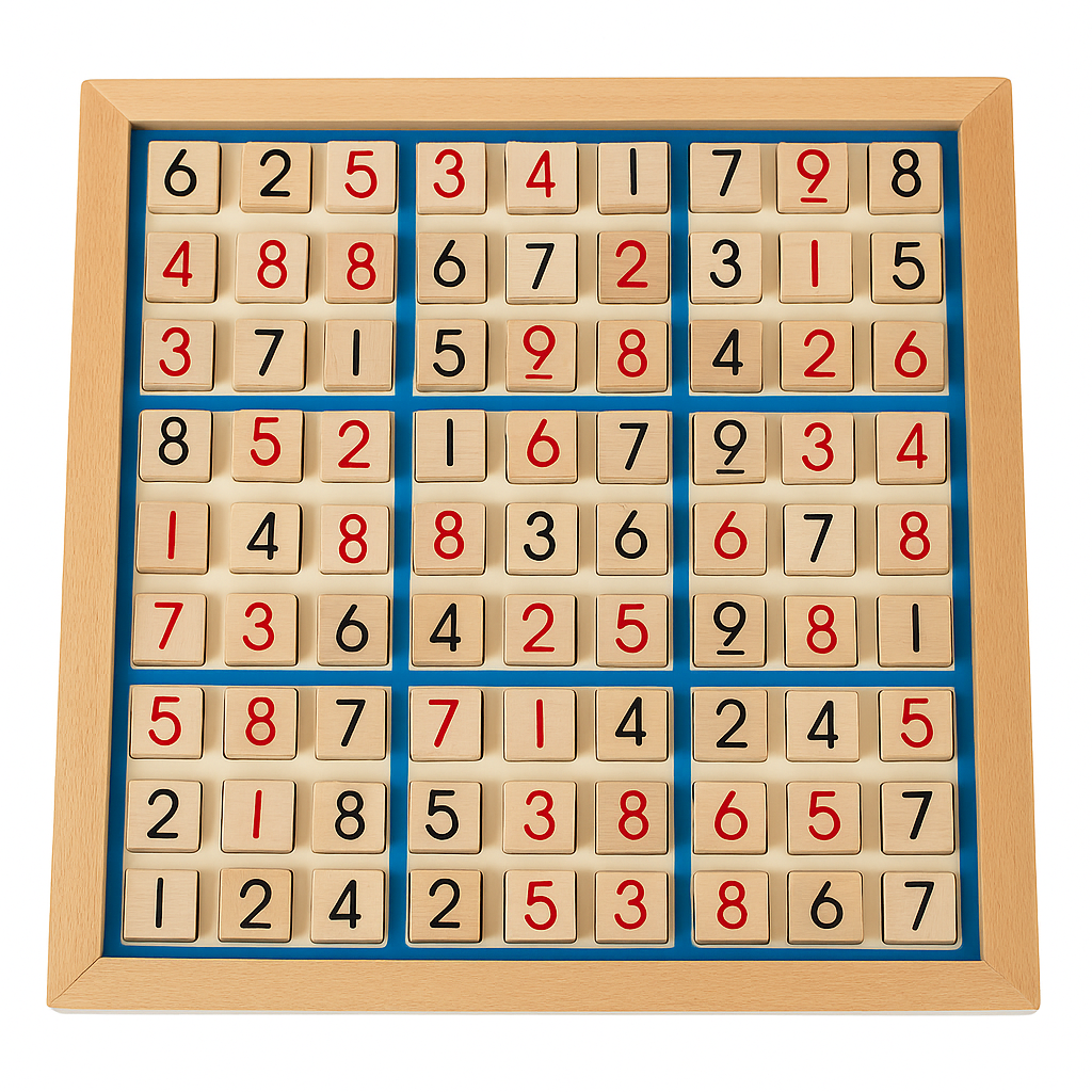 Wooden Sudoku Puzzle Game – Educational Board Game for Adults