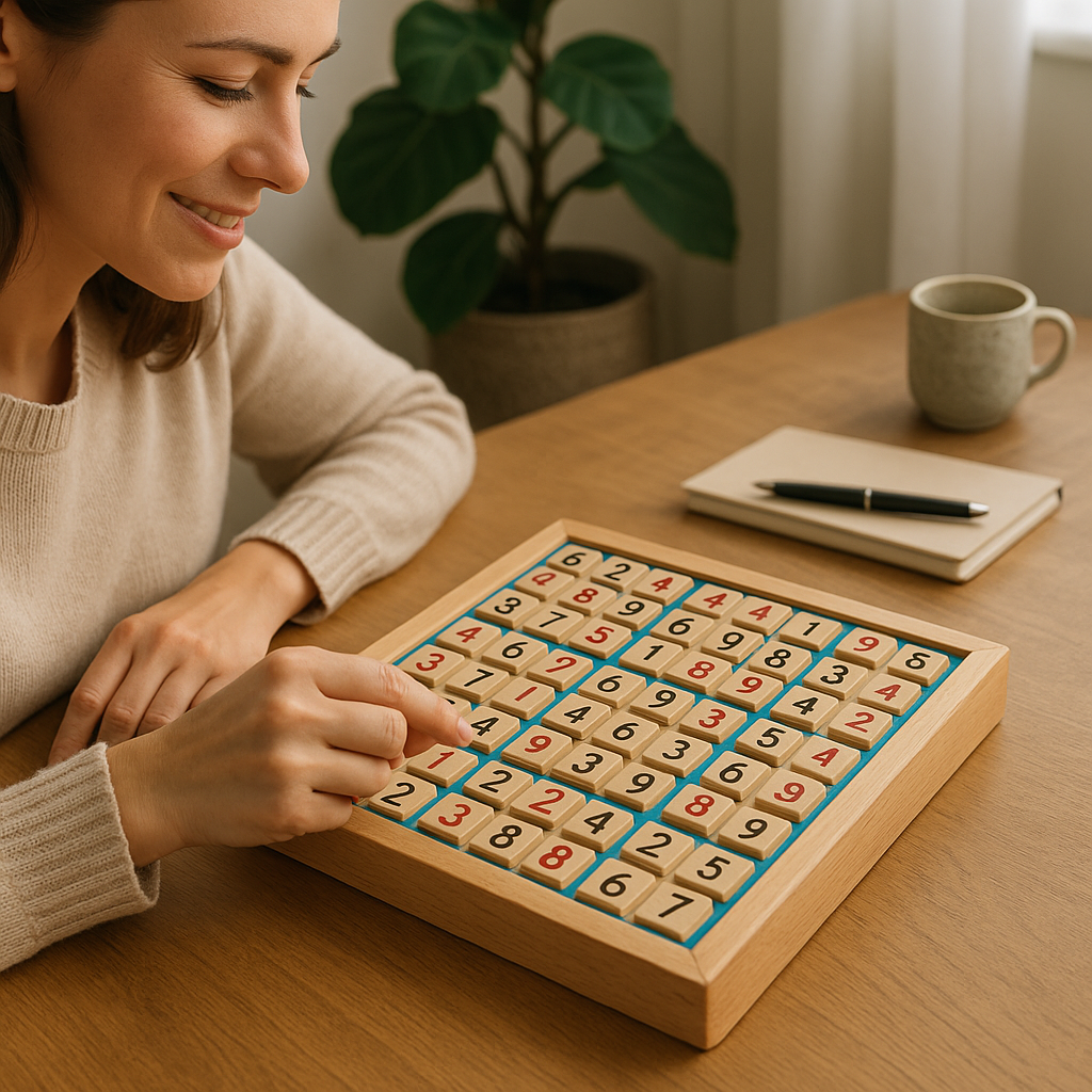 Wooden Sudoku Puzzle Game – Educational Board Game for Adults