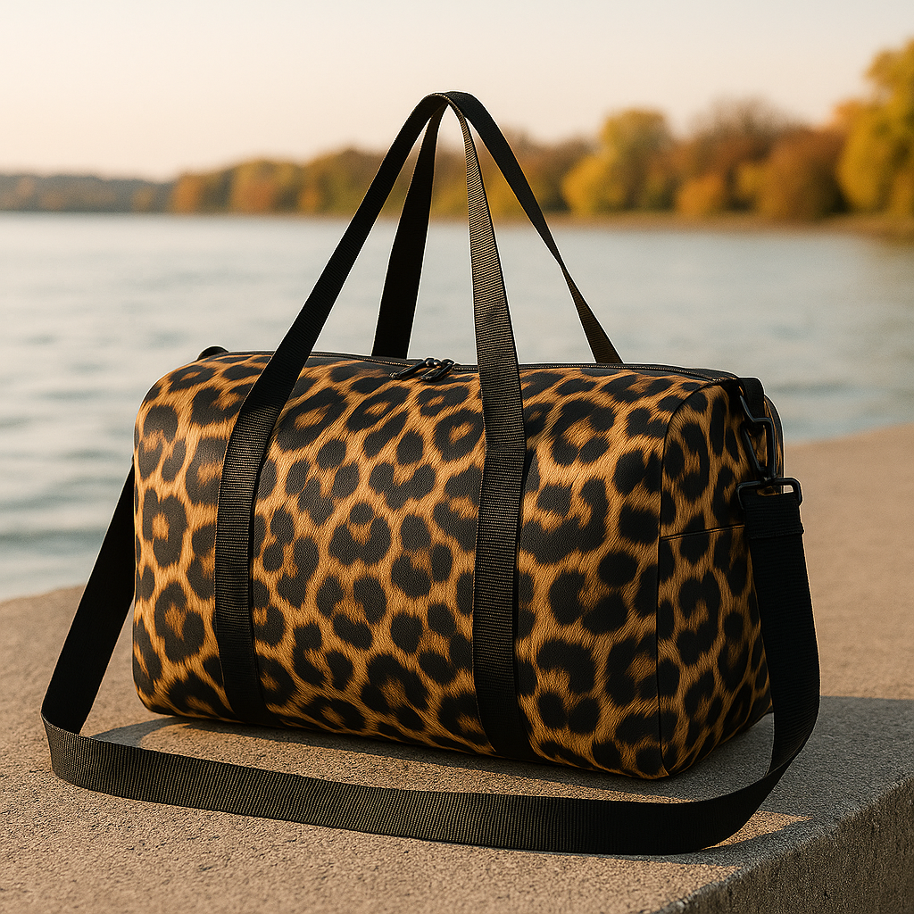 Leopard Print Duffel Bag - Gym & Travel Weekender for Women