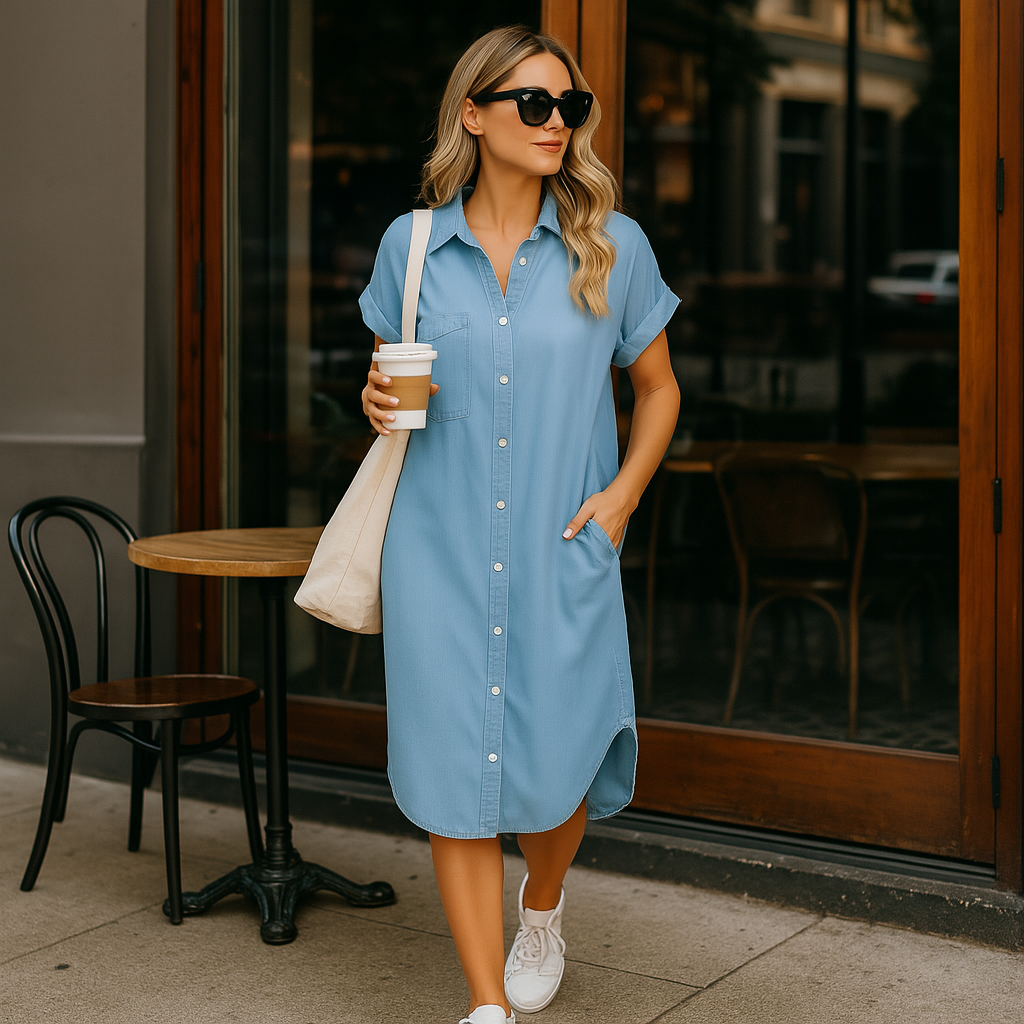 Summer Shirt Dress – Button-Up Casual Dress for Women